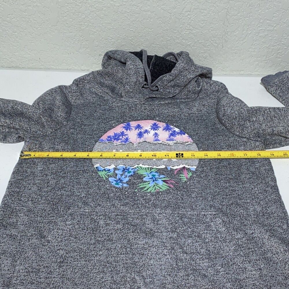 Hurley Hawaii Gray Flowers Palm Trees Pullover Hoodie Sweatshirt Womens Size XS - Picture 6 of 8
